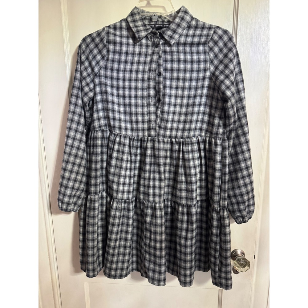 Hyfve Hyfve Hyfve Plaid Mini Dress/Top Gathered Sleeve-Great Dress‎